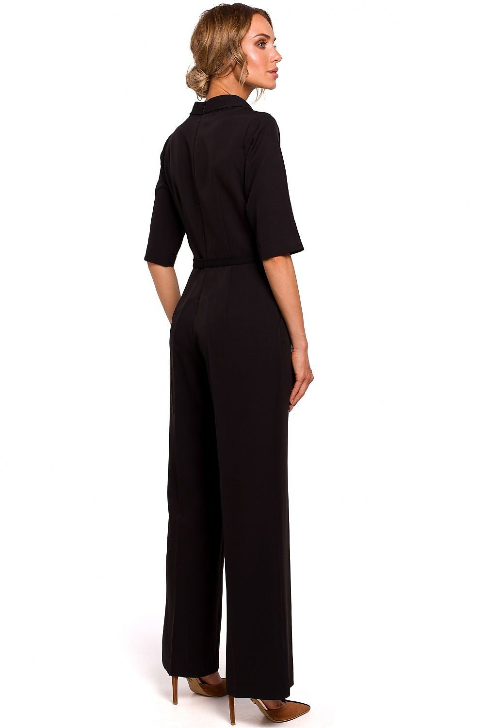 Rett ben Jumpsuit - Moe til dame fra MS StyleHaven, laget av polyester, farge Svart, størrelse M, med 45720 ermer, perfekt til casual; dress