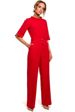 Rett ben Jumpsuit - Moe til dame fra MS StyleHaven, laget av polyester, farge Svart, størrelse L, med 45720 ermer, perfekt til casual; dress