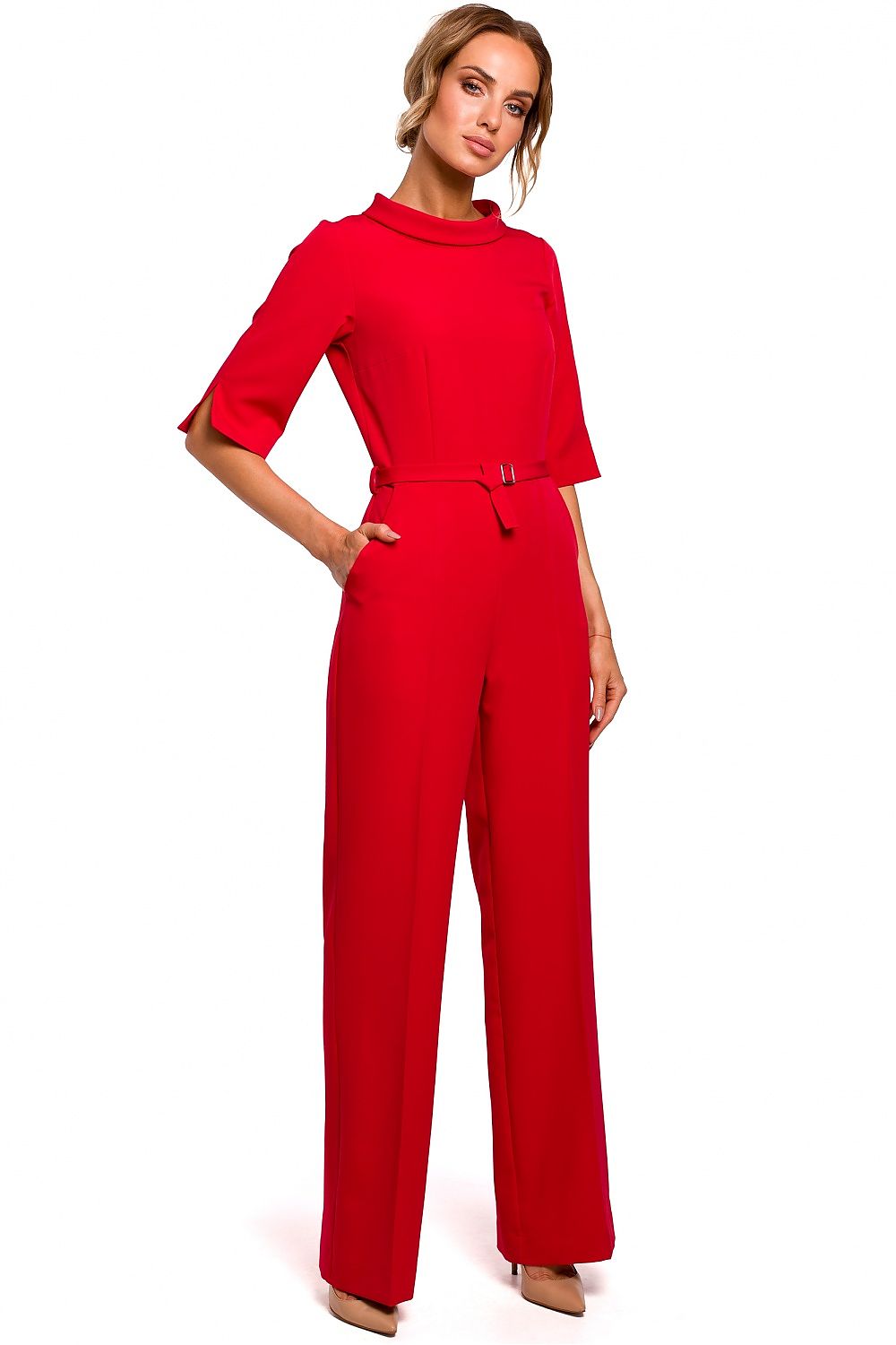 Rett ben Jumpsuit - Moe til dame fra MS StyleHaven, laget av polyester, farge Svart, størrelse L, med 45720 ermer, perfekt til casual; dress