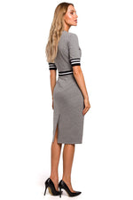 Tofarget Dagkjole Moe til dame fra MS StyleHaven, laget av Bomull; Elastan-1, farge Grønn, størrelse s, med short ermer, perfekt til casual; dress