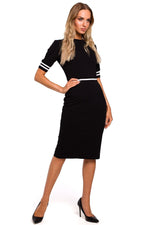 Tofarget Dagkjole Moe til dame fra MS StyleHaven, laget av Bomull; Elastan-1, farge Grønn, størrelse M, med short ermer, perfekt til casual; dress