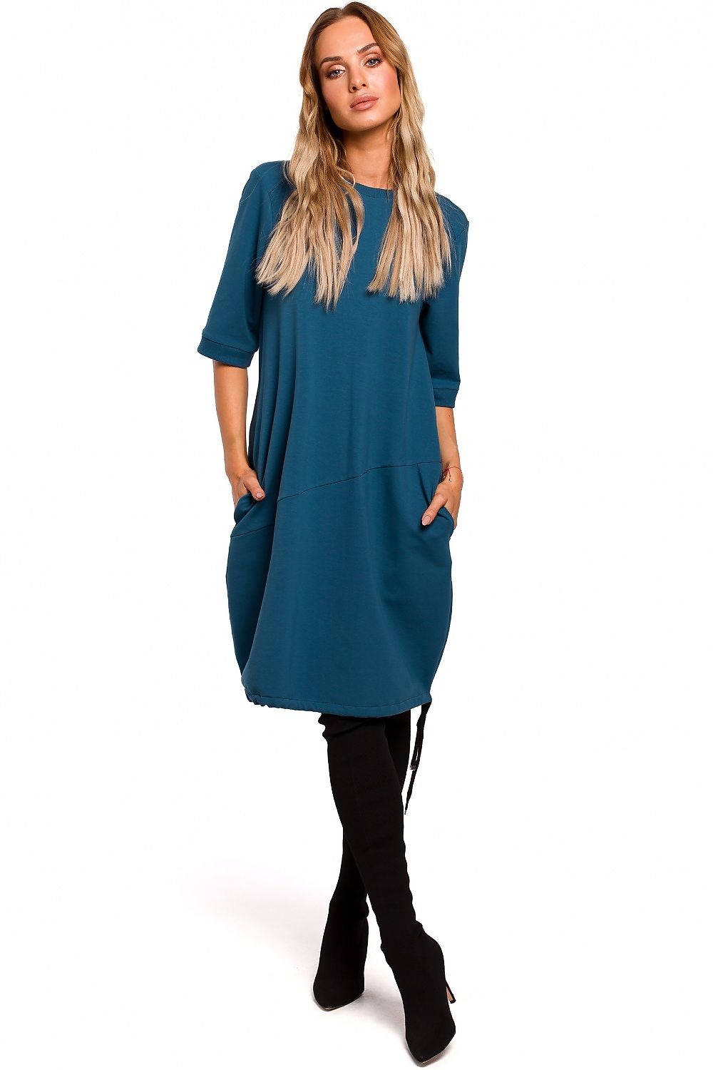 Stretch Oversized Dagkjole Moe til dame fra MS StyleHaven, laget av Bomull; Elastan-1, farge Brun, størrelse XXL, med 45720 ermer, perfekt til casual; dress