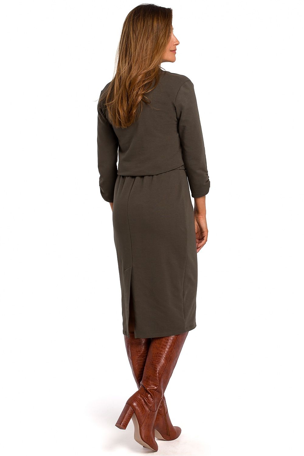 Dagkjole Stylove til dame fra MS StyleHaven, laget av Bomull, farge beige, størrelse XL, med lang ermer, perfekt til dress