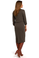 Dagkjole Stylove til dame fra MS StyleHaven, laget av Bomull, farge beige, størrelse XL, med lang ermer, perfekt til dress
