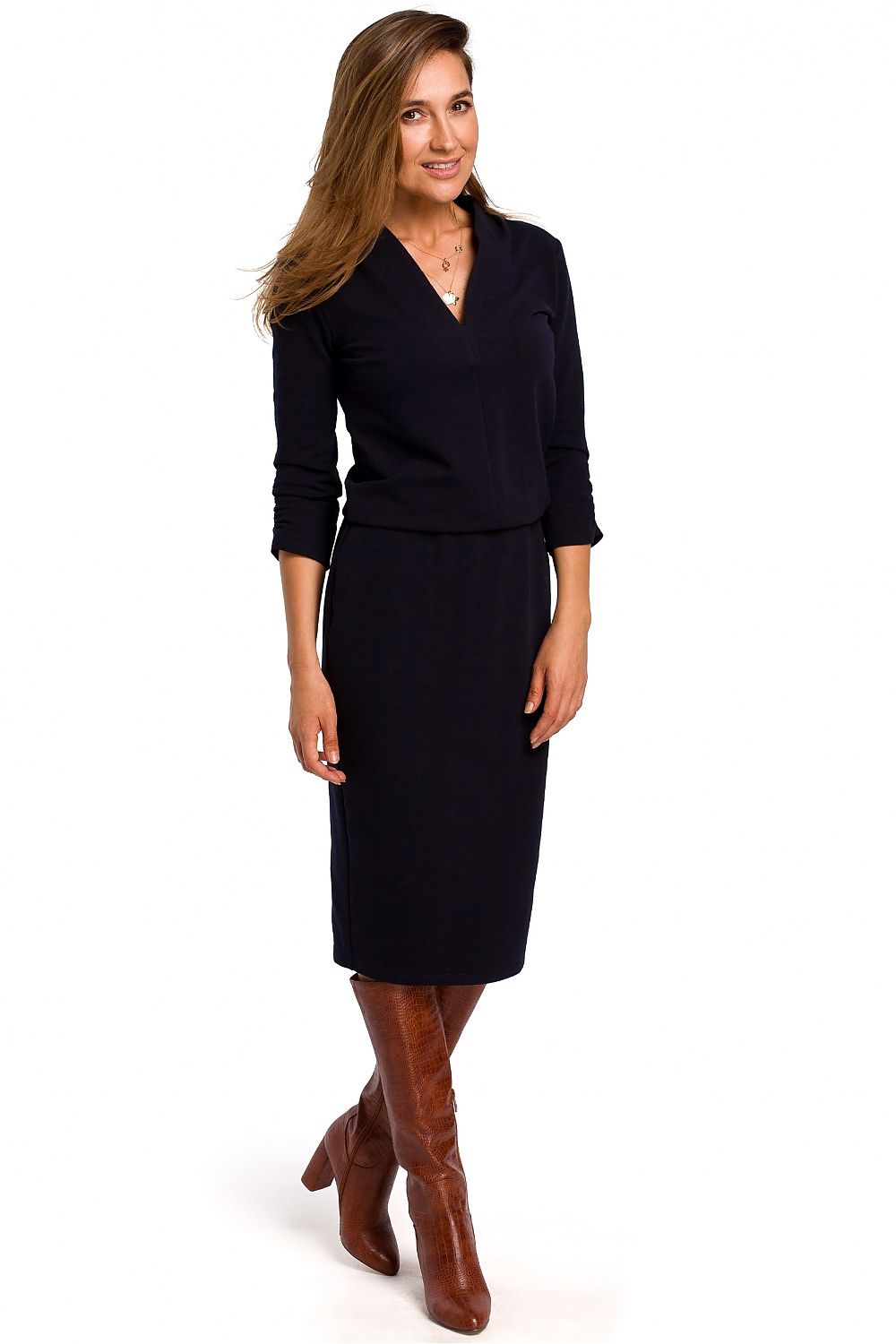 Dagkjole Stylove til dame fra MS StyleHaven, laget av Bomull, farge Grønn, størrelse M, med lang ermer, perfekt til dress