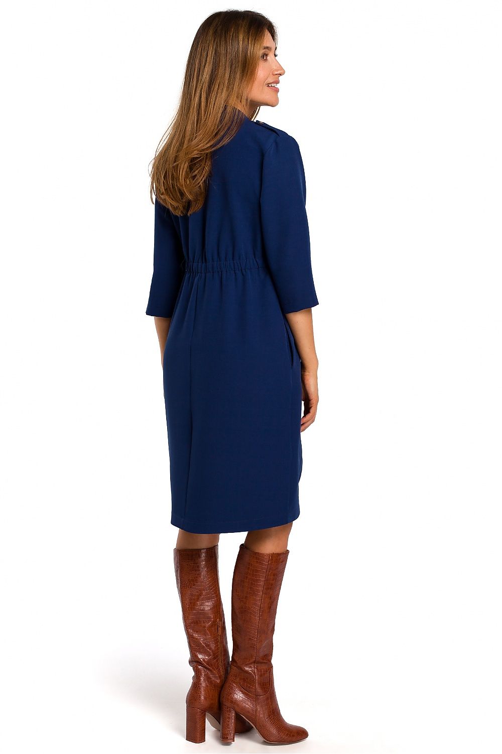 Dagkjole Stylove til dame fra MS StyleHaven, laget av polyester, farge Marineblå, størrelse M, med lang ermer, perfekt til dress