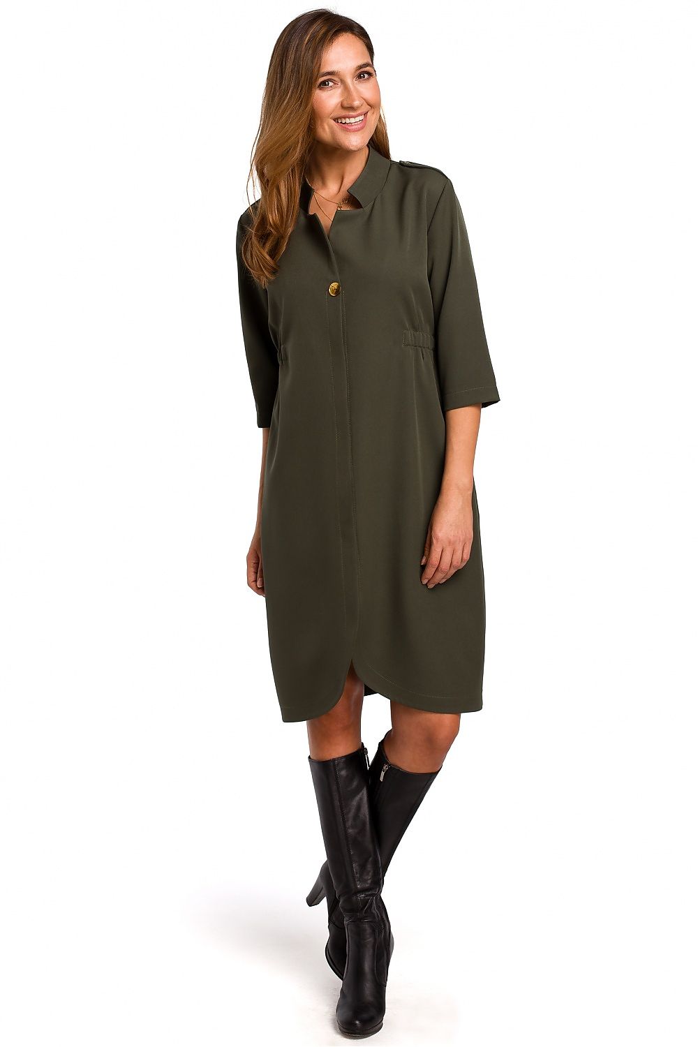 Dagkjole Stylove til dame fra MS StyleHaven, laget av polyester, farge Marineblå, størrelse L, med lang ermer, perfekt til dress