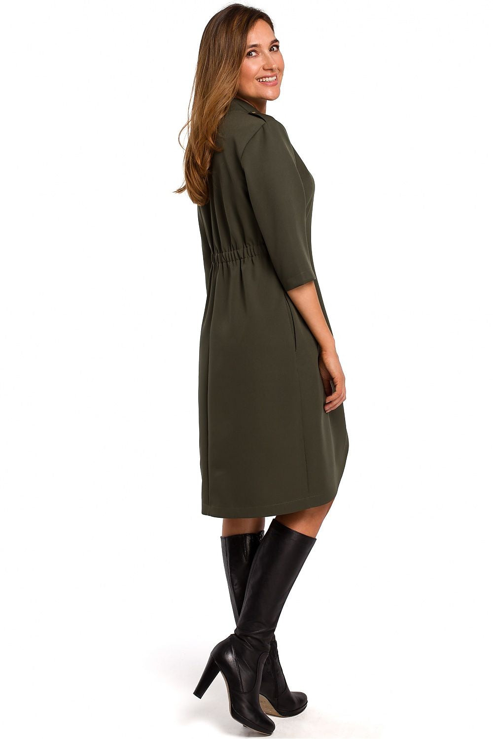 Dagkjole Stylove til dame fra MS StyleHaven, laget av polyester, farge Marineblå, størrelse XL, med lang ermer, perfekt til dress