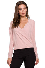 Bluse Makover til dame fra MS StyleHaven, laget av polyester; Elastan, farge beige, størrelse L, med long ermer