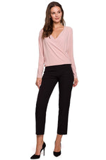 Bluse Makover til dame fra MS StyleHaven, laget av polyester; Elastan, farge beige, størrelse XL, med long ermer
