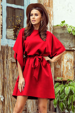 Sofia Day kjole til dame fra MS StyleHaven, laget av polyester, farge Blå, størrelse S/M, med short ermer, perfekt til casual; dress