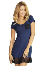 Larisa Girly Chemise av Kalimo til dame fra MS StyleHaven, laget av Elastan; Viskose, farge Marineblå, størrelse S, med cap; short ermer, chemise; other stil, perfekt til casual; dress