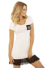 Larisa Girly Chemise av Kalimo til dame fra MS StyleHaven, laget av Elastan; Viskose, farge Marineblå, størrelse XL, med cap; short ermer, perfekt til casual; dress