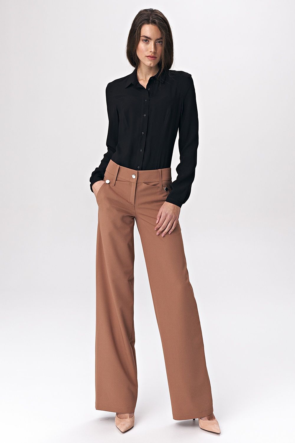 Damebukser Nife til dame fra MS StyleHaven, laget av polyester; Viskose, farge Brun, størrelse 40, med long ermer, perfekt til casual; dress
