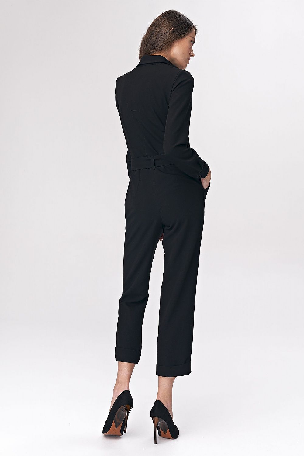 Jumpsuit Nife til dame fra MS StyleHaven, laget av Viskose; polyester, farge Svart, størrelse 36, med long ermer, perfekt til casual; dress
