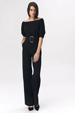 Cold shoulder jumbsuit / Nife til dame fra MS StyleHaven, laget av polyester; Viskose; Elastan-1, farge Brun, størrelse 38, med long ermer, perfekt til casual; dress