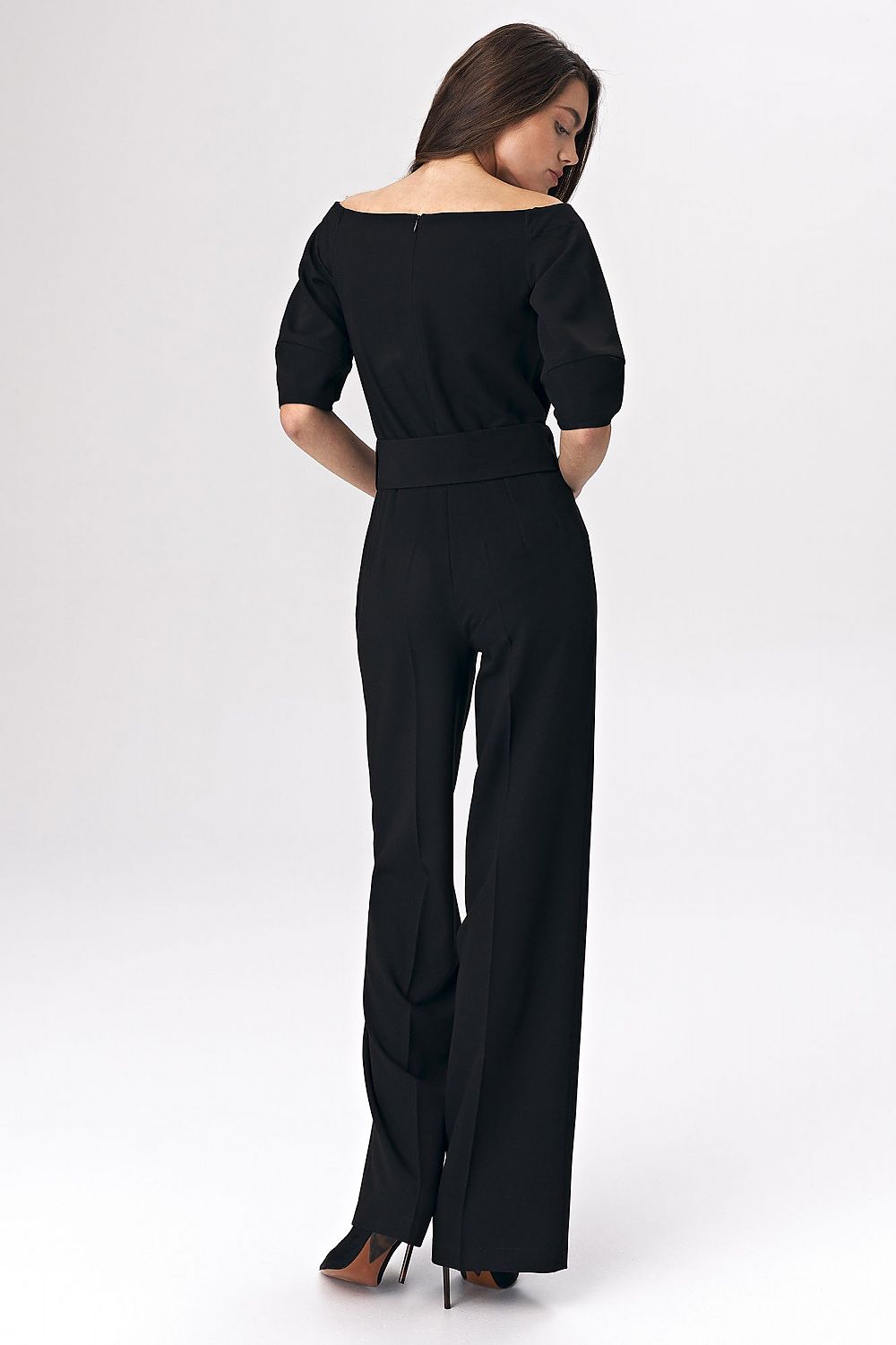 Cold shoulder jumbsuit / Nife til dame fra MS StyleHaven, laget av polyester; Viskose; Elastan-1, farge Brun, størrelse 40, med long ermer, perfekt til casual; dress