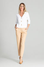 Naya – Klassisk hvit 3/4-ermet skjorte fra Roco Fashion til dame fra MS StyleHaven, laget av polyester, farge Hvit, størrelse XL, med long ermer, perfekt til casual; dress