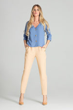 Naya – Klassisk hvit 3/4-ermet skjorte fra Roco Fashion til dame fra MS StyleHaven, laget av polyester, farge Blå, størrelse M, med long ermer, perfekt til casual; dress