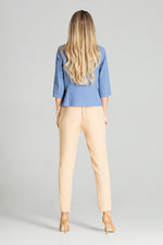Naya – Klassisk hvit 3/4-ermet skjorte fra Roco Fashion til dame fra MS StyleHaven, laget av polyester, farge Blå, størrelse L, med long ermer, perfekt til casual; dress