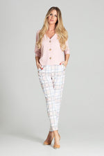 Naya – Klassisk hvit 3/4-ermet skjorte fra Roco Fashion til dame fra MS StyleHaven, laget av polyester, farge Rosa, størrelse M, med long ermer, perfekt til casual; dress
