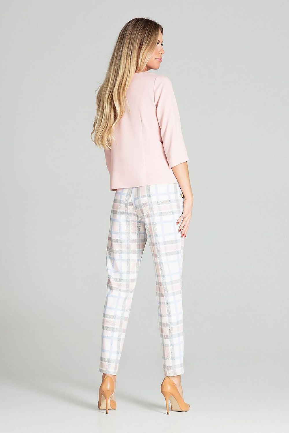 Naya – Klassisk hvit 3/4-ermet skjorte fra Roco Fashion til dame fra MS StyleHaven, laget av polyester, farge Rosa, størrelse L, med long ermer, perfekt til casual; dress