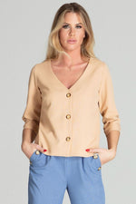 Naya – Klassisk hvit 3/4-ermet skjorte fra Roco Fashion til dame fra MS StyleHaven, laget av polyester, farge Rosa, størrelse XL, med long ermer, perfekt til casual; dress