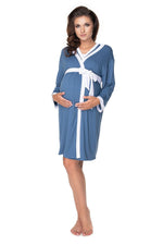 Harmony Duo Nattkjole og kappe for gravide fra PeeKaBoo til dame fra MS StyleHaven, laget av Elastan; Viskose, farge Blå, størrelse S/M, med long ermer, perfekt til casual; dress
