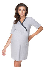 Harmony Duo Nattkjole og kappe for gravide fra PeeKaBoo til dame fra MS StyleHaven, laget av Elastan; Viskose, farge Grå, størrelse L/XL, med long ermer, perfekt til casual; dress