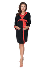 Harmony Duo Nattkjole og kappe for gravide fra PeeKaBoo til dame fra MS StyleHaven, laget av Elastan; Viskose, farge Svart, størrelse S/M, med long ermer, perfekt til casual; dress