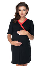 Harmony Duo Nattkjole og kappe for gravide fra PeeKaBoo til dame fra MS StyleHaven, laget av Elastan; Viskose, farge Svart, størrelse L/XL, med long ermer, perfekt til casual; dress