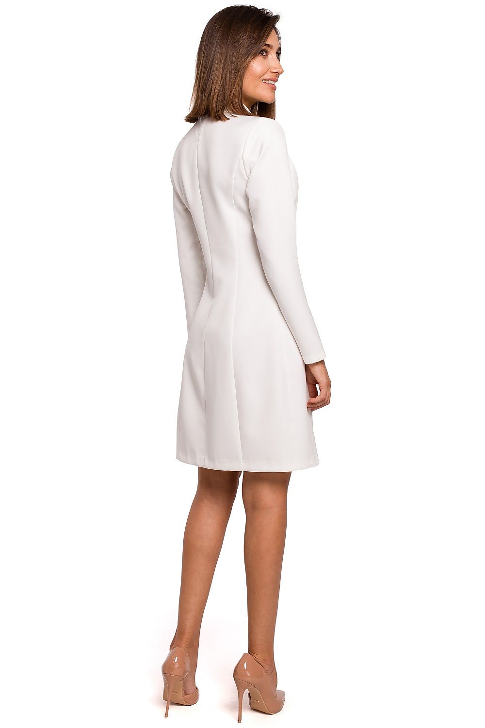 Dagkjole Stylove til dame fra MS StyleHaven, laget av polyester, farge beige, størrelse M, med long ermer, perfekt til dress