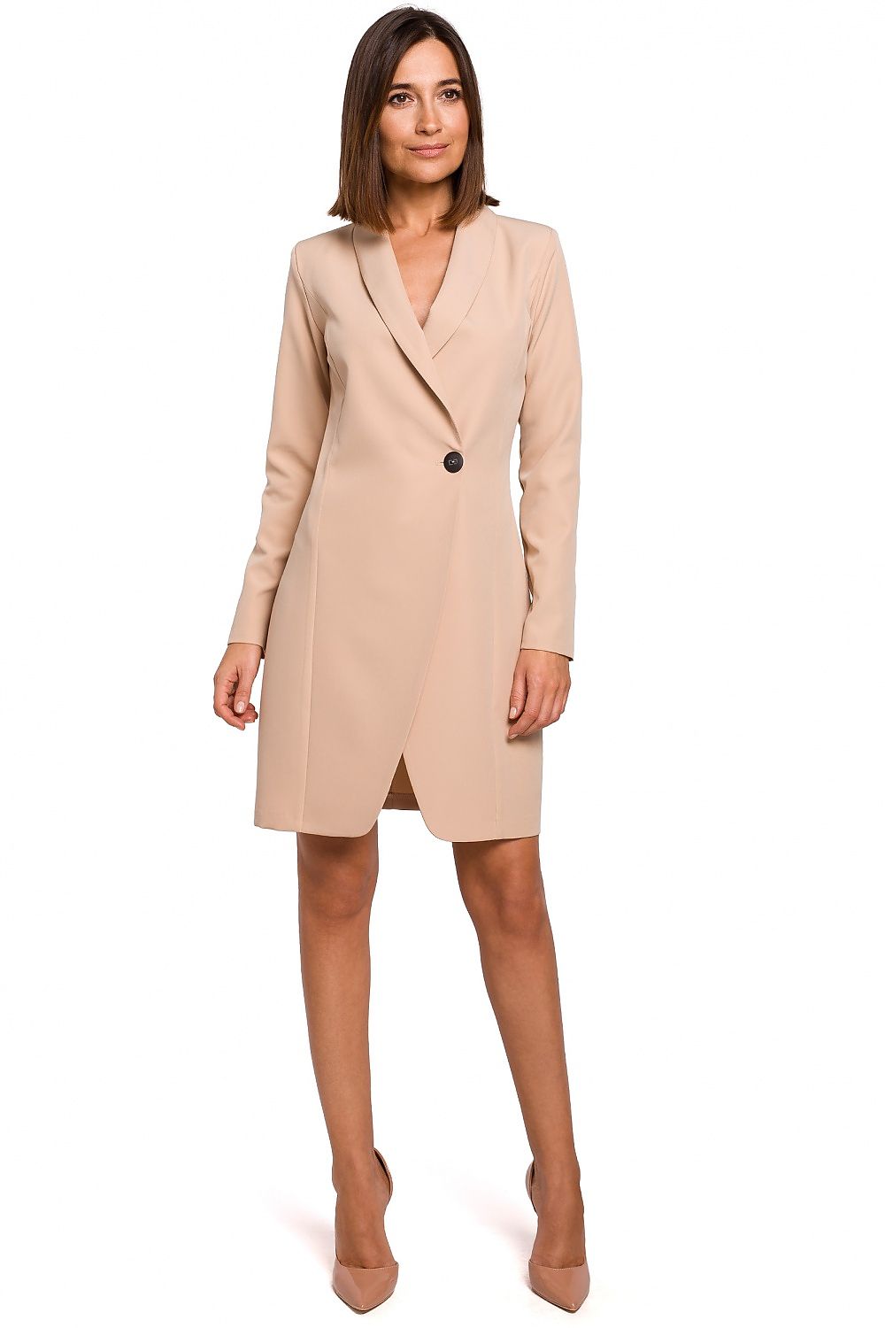 Dagkjole Stylove til dame fra MS StyleHaven, laget av polyester, farge Marineblå, størrelse M, med long ermer, perfekt til dress