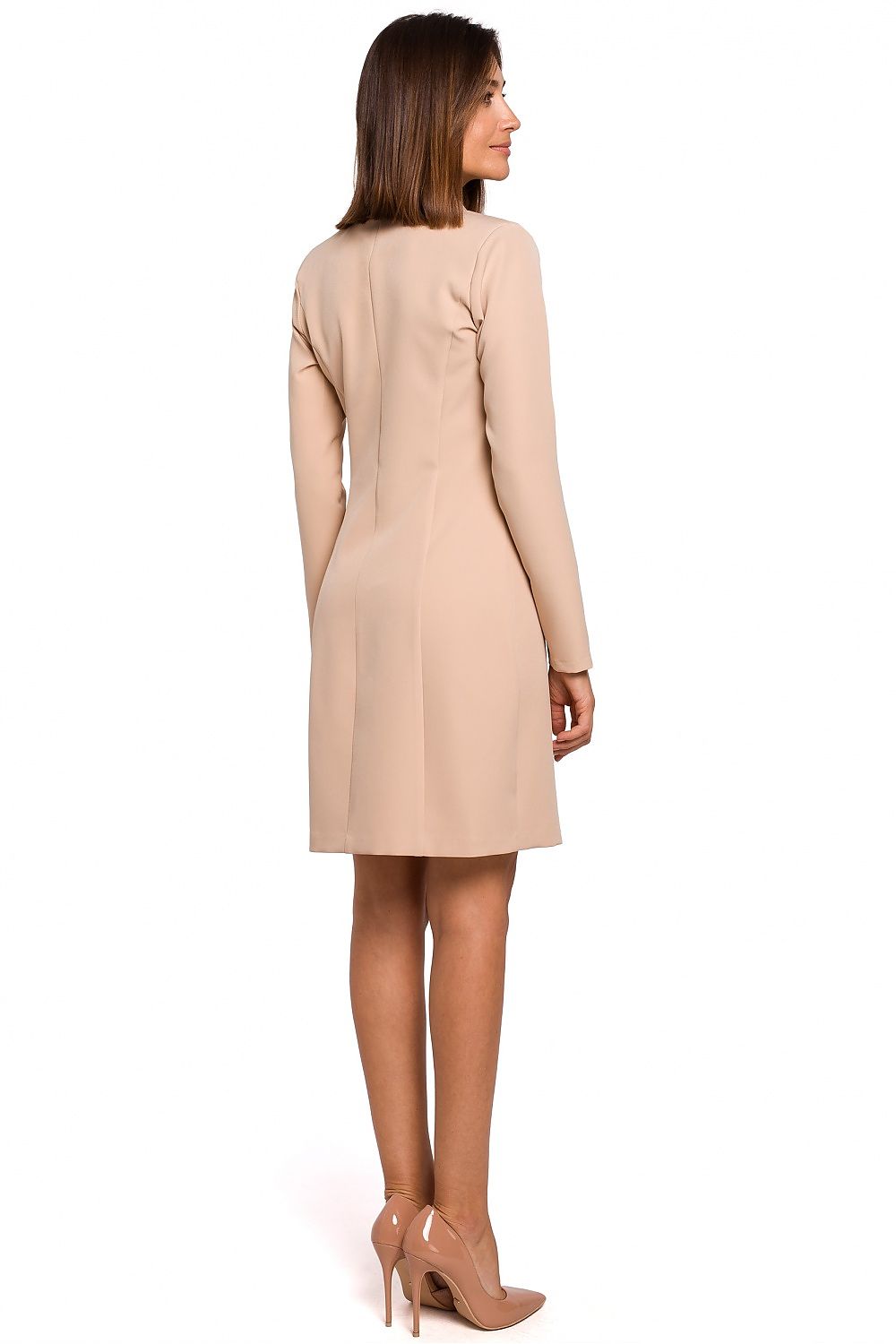 Dagkjole Stylove til dame fra MS StyleHaven, laget av polyester, farge Marineblå, størrelse L, med long ermer, perfekt til dress