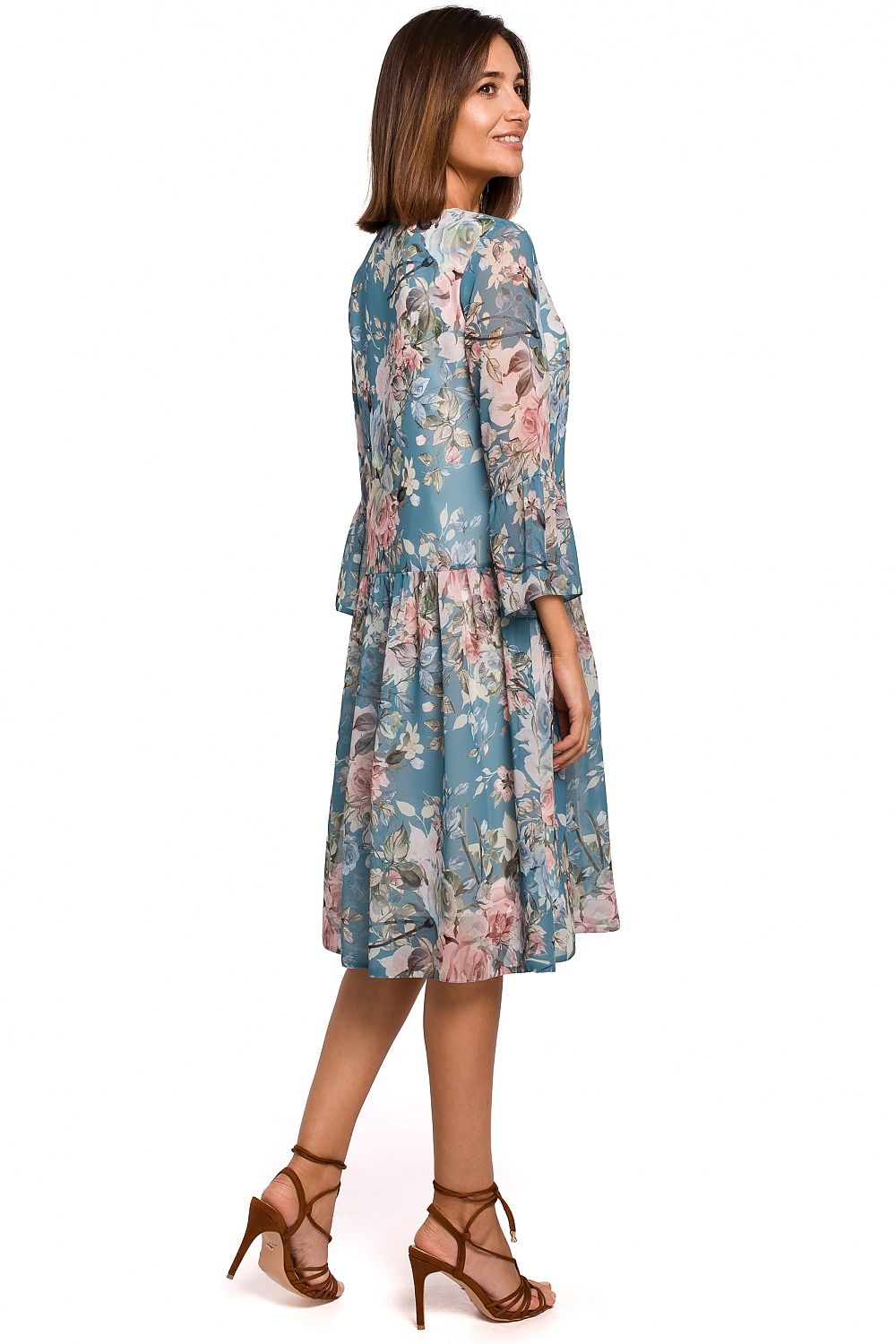Dagkjole Stylove til dame fra MS StyleHaven, laget av polyester, farge Blå, størrelse M, med lang ermer, perfekt til dress