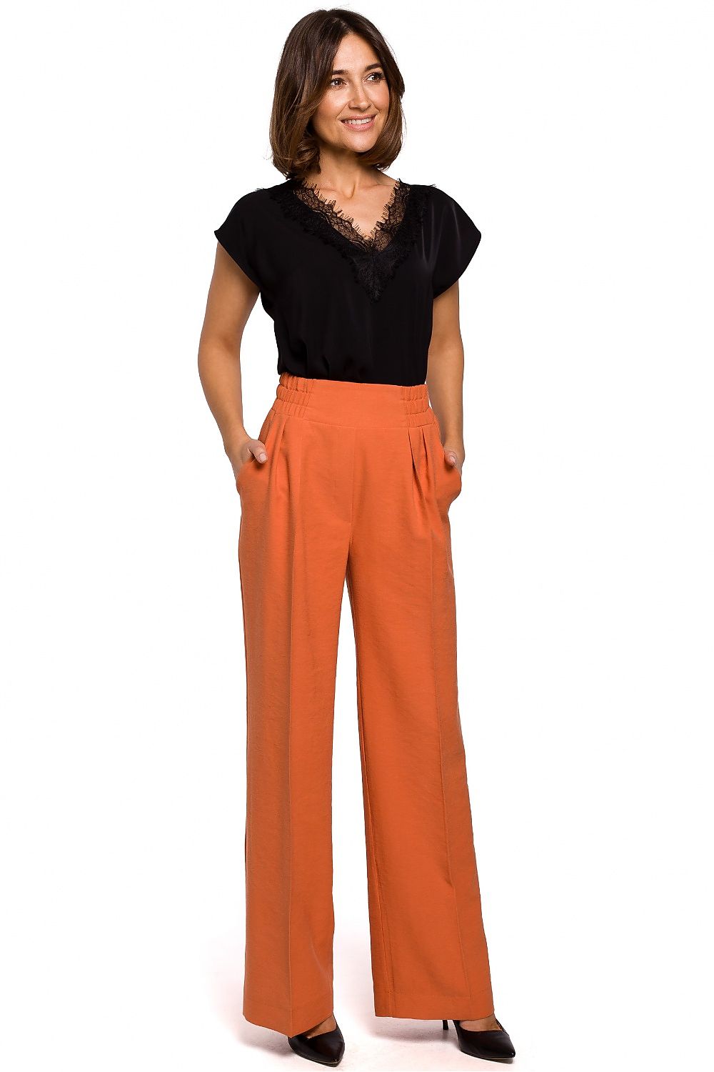 Bluse Stylove til dame fra MS StyleHaven, laget av polyester, farge Svart, størrelse M, med short; cap ermer, perfekt til dress