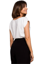 Bluse Stylove til dame fra MS StyleHaven, laget av polyester, farge beige, størrelse s, med short; cap ermer, perfekt til dress