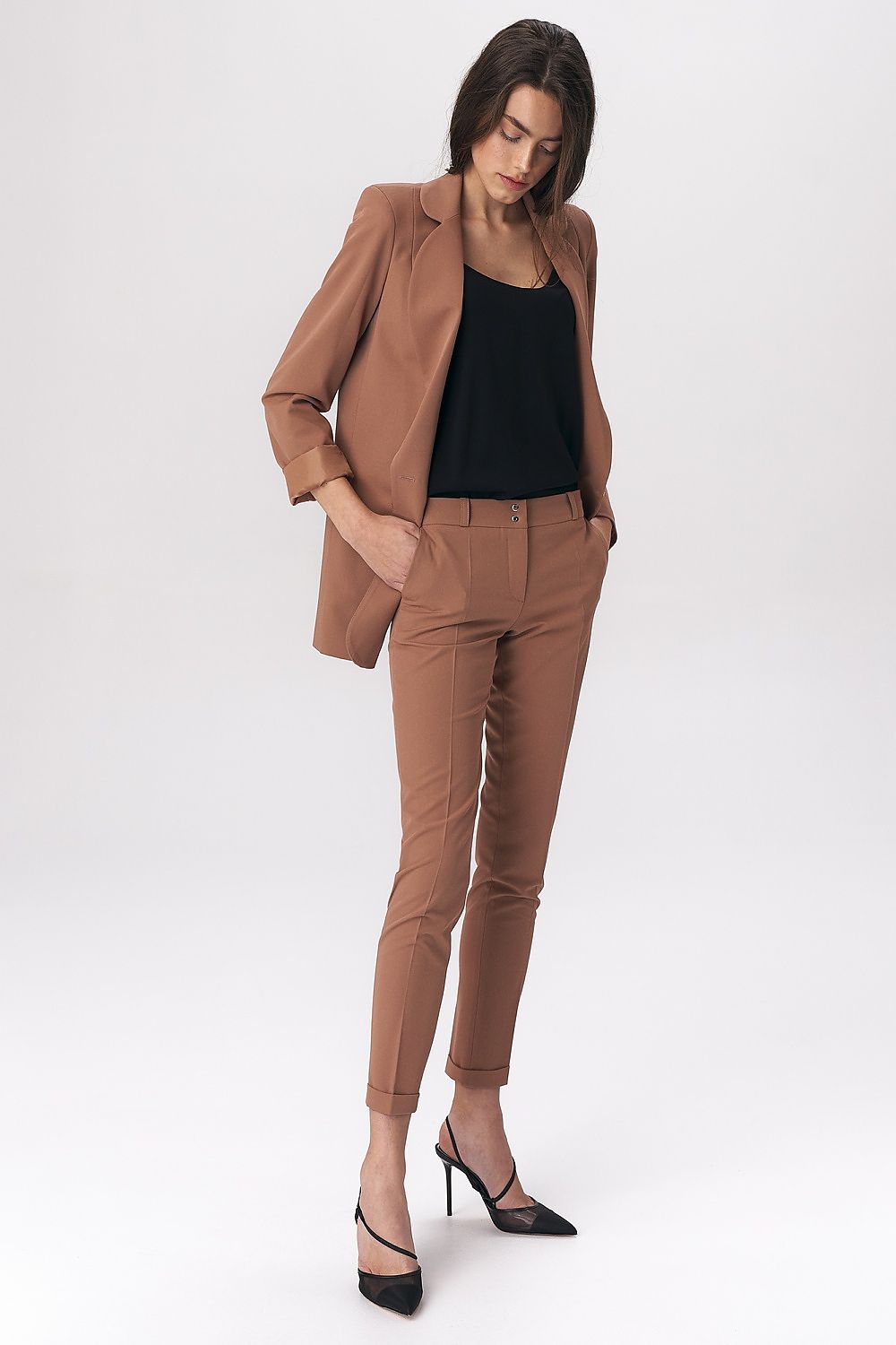 Damebukser Nife til dame fra MS StyleHaven, laget av polyester; Viskose, farge Brun, størrelse 40, med long ermer, perfekt til casual; dress