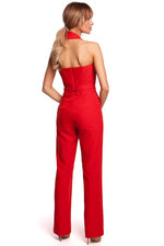 Åpen rygg Jumpsuit - Moe til dame fra MS StyleHaven, laget av polyester, farge Rød, størrelse M, med sleeveless ermer, perfekt til casual; dress