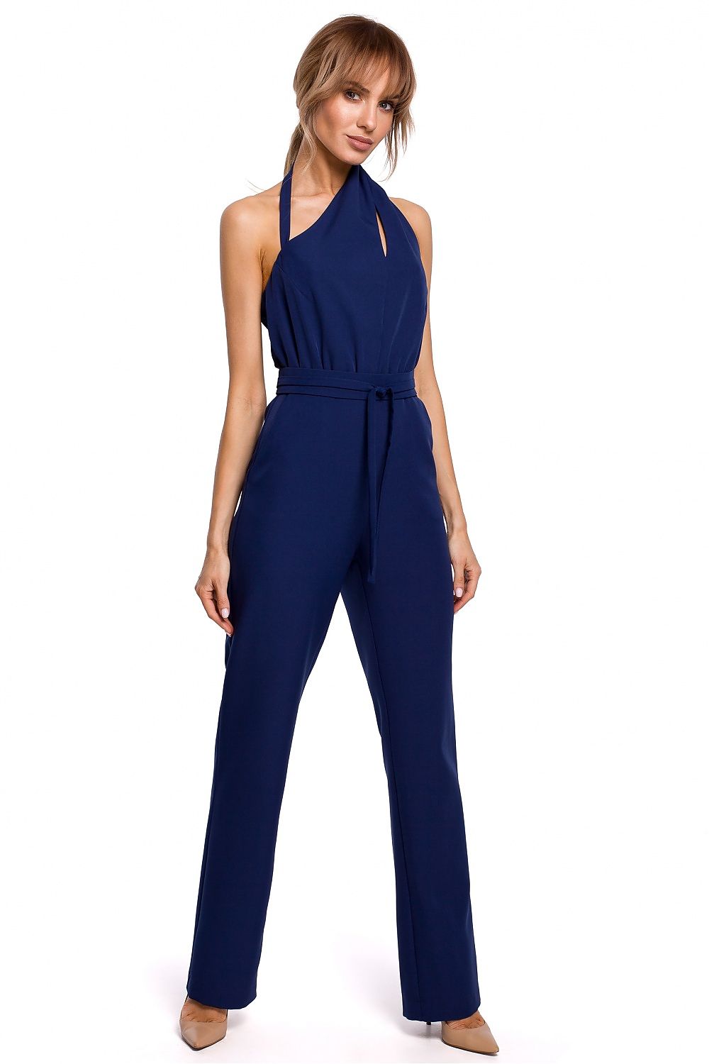 Åpen rygg Jumpsuit - Moe til dame fra MS StyleHaven, laget av polyester, farge Rød, størrelse L, med sleeveless ermer, perfekt til casual; dress