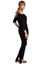 Elastisk Jumpsuit - Moe til dame fra MS StyleHaven, laget av Bomull, farge Marineblå, størrelse L, med 45720 ermer, perfekt til casual; dress