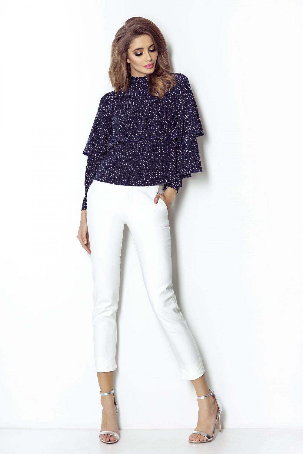 Bluse IVON til dame fra MS StyleHaven; laget av Viskose; farge MarineblÃƒÂ¥; stÃƒÂ¸rrelse 40; med long ermer; perfekt til dress