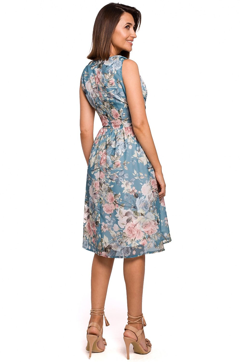 Dagkjole Stylove til dame fra MS StyleHaven, laget av polyester, farge Blå, størrelse M, med sleeveless ermer, perfekt til dress