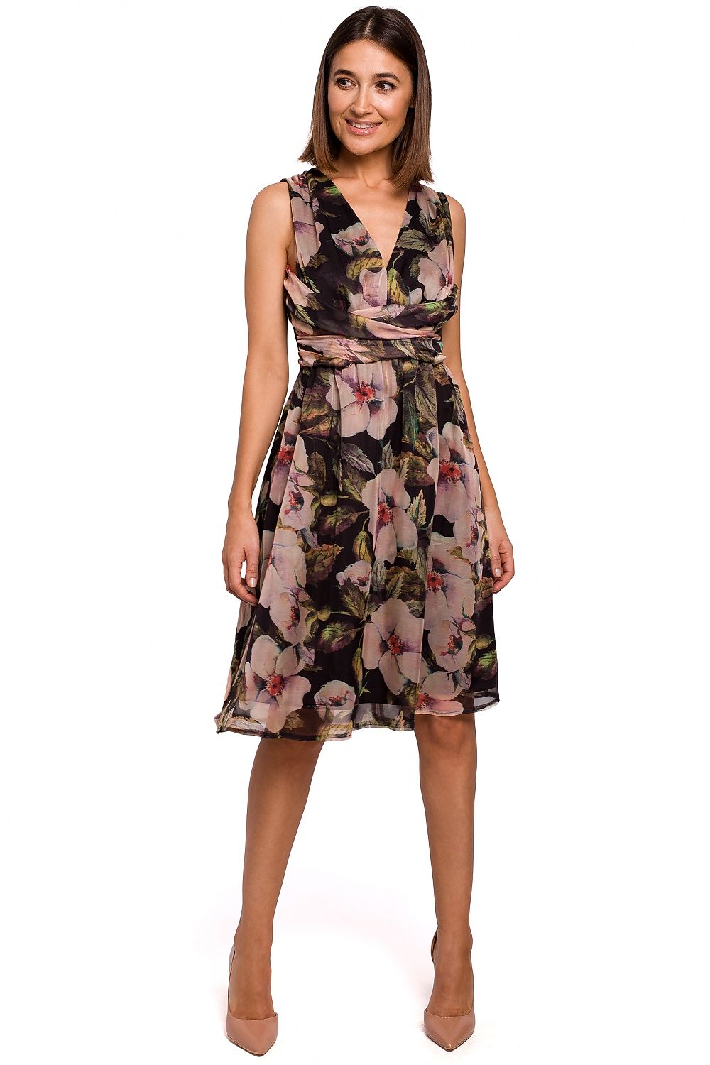 Dagkjole Stylove til dame fra MS StyleHaven, laget av polyester, farge Blå, størrelse L, med sleeveless ermer, perfekt til dress