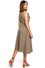 Dagkjole Stylove til dame fra MS StyleHaven, laget av polyester; Viskose, farge beige, størrelse XL, med sleeveless ermer, perfekt til dress