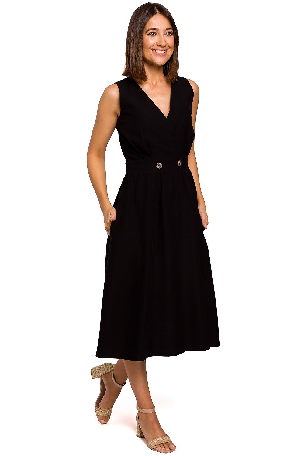 Dagkjole Stylove til dame fra MS StyleHaven, laget av polyester; Viskose, farge Grønn, størrelse M, med sleeveless ermer, perfekt til dress