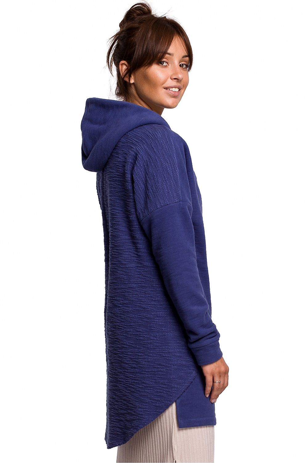 BeWear Long Sweatshirt med hette til dame fra MS StyleHaven, laget av Bomull; polyester, farge Blå, størrelse 2XL/3XL, med long ermer, perfekt til dress