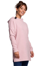 BeWear Long Sweatshirt med hette til dame fra MS StyleHaven, laget av Bomull; polyester, farge Rosa, størrelse S/M, med long ermer, perfekt til dress