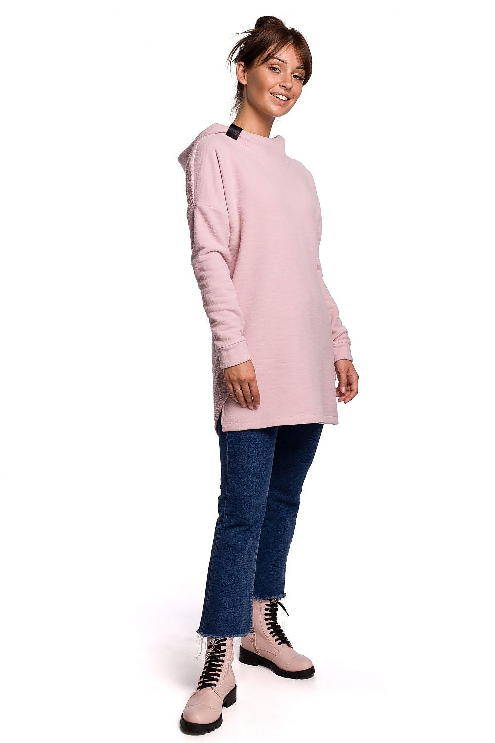 BeWear Long Sweatshirt med hette til dame fra MS StyleHaven, laget av Bomull; polyester, farge Rosa, størrelse L/XL, med long ermer, perfekt til dress