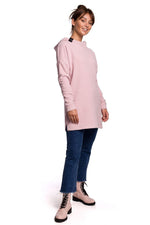 BeWear Long Sweatshirt med hette til dame fra MS StyleHaven, laget av Bomull; polyester, farge Rosa, størrelse L/XL, med long ermer, perfekt til dress